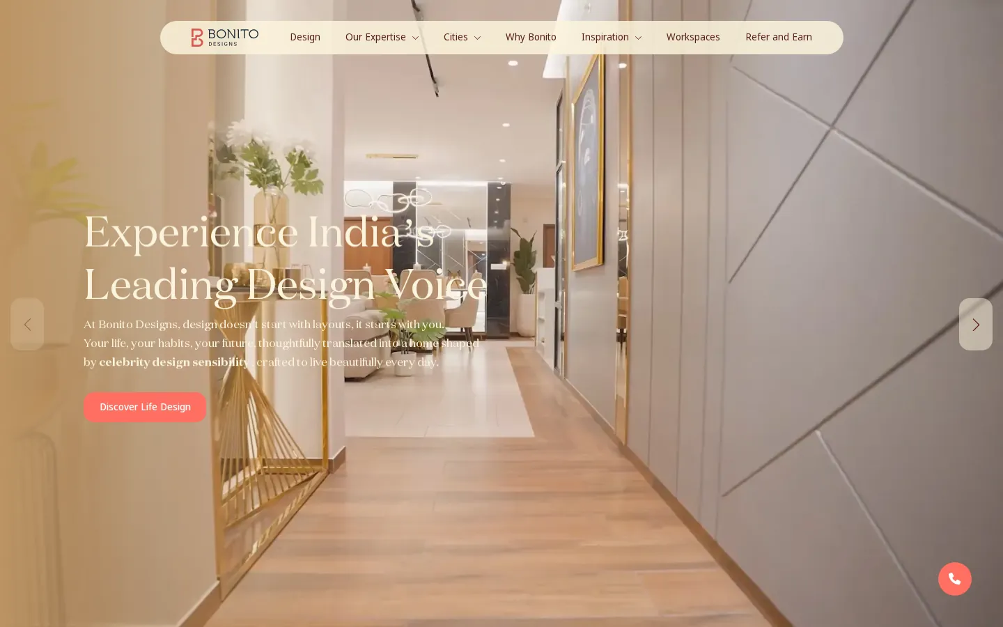 Bonito Designs website homepage, desktop view