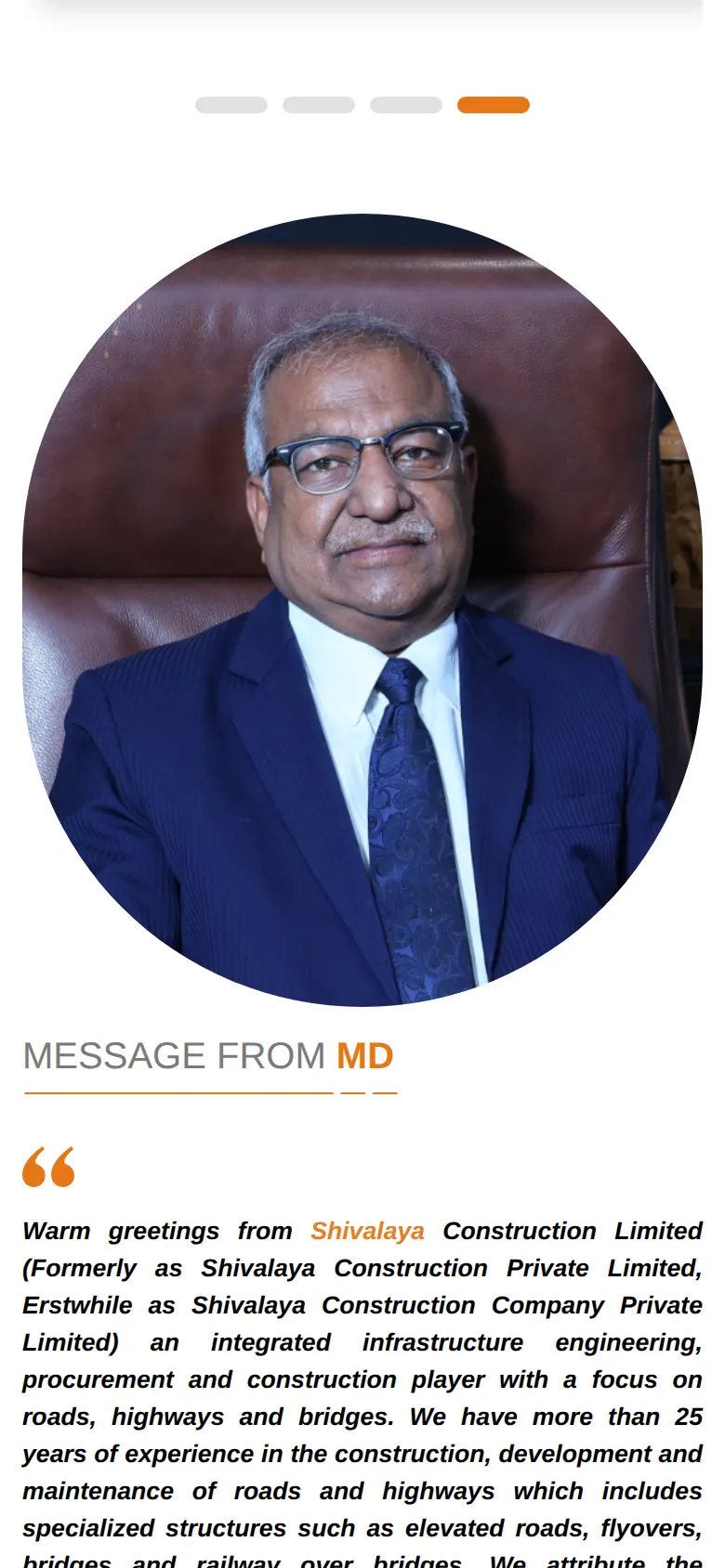 SCC Group (Shivalaya Construction Limited) website, further down the home page on a phone